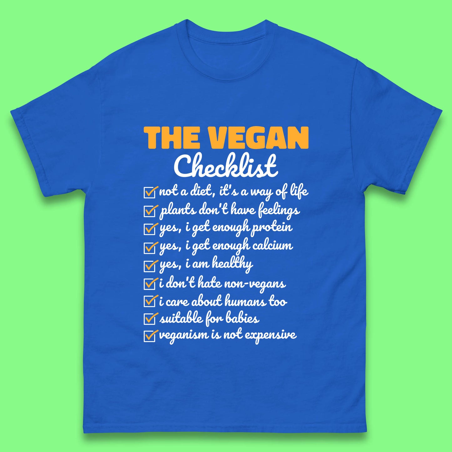 The Vegan Checklist Vegan Activism Funny Pro Vegetarian Checklist Mens Tee Top