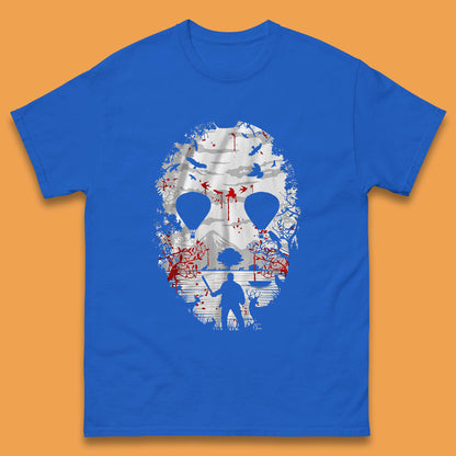 Crystal Lake Jason Voorhees Face Mask Halloween Friday The 13th Horror Movie Mens Tee Top
