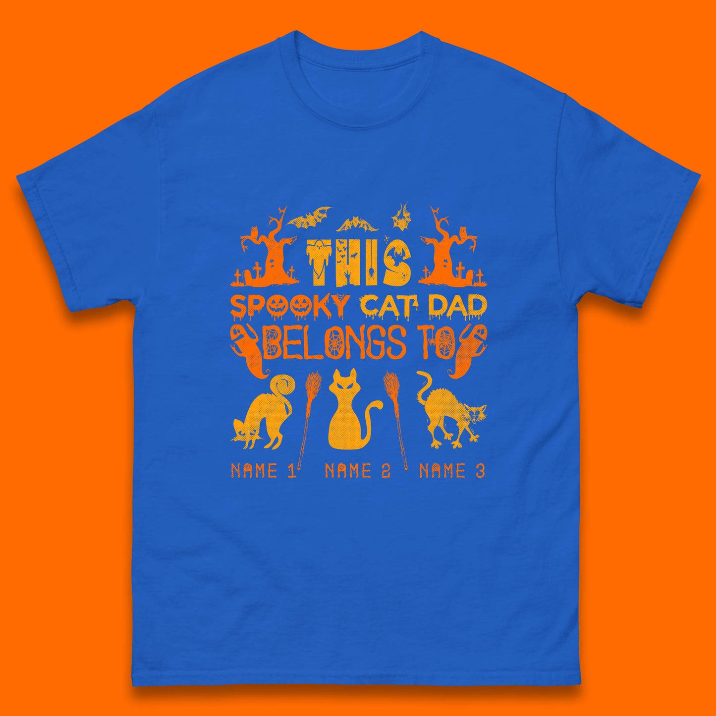 Personalised Halloween This Spooky Cat Dad Belongs To Your Cat Name Customized Halloween Cat Mens Tee Top