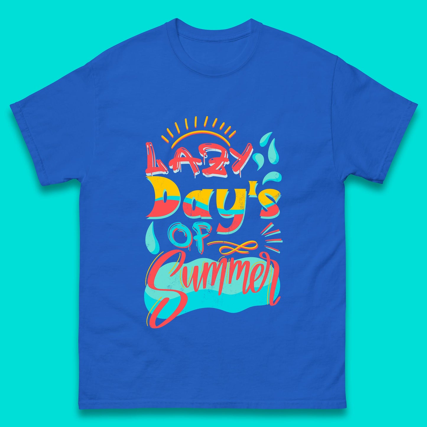Lazy Days Of Summer Vintage Retro Sunset Surfer Beach Holiday Trip Mens Tee Top