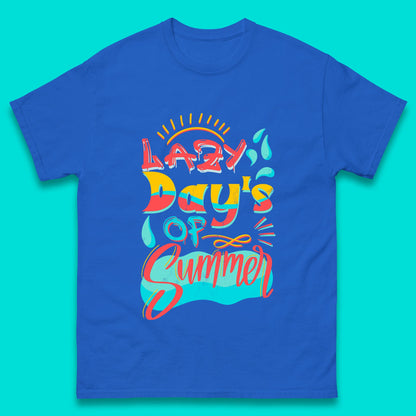 Lazy Days Of Summer Vintage Retro Sunset Surfer Beach Holiday Trip Mens Tee Top