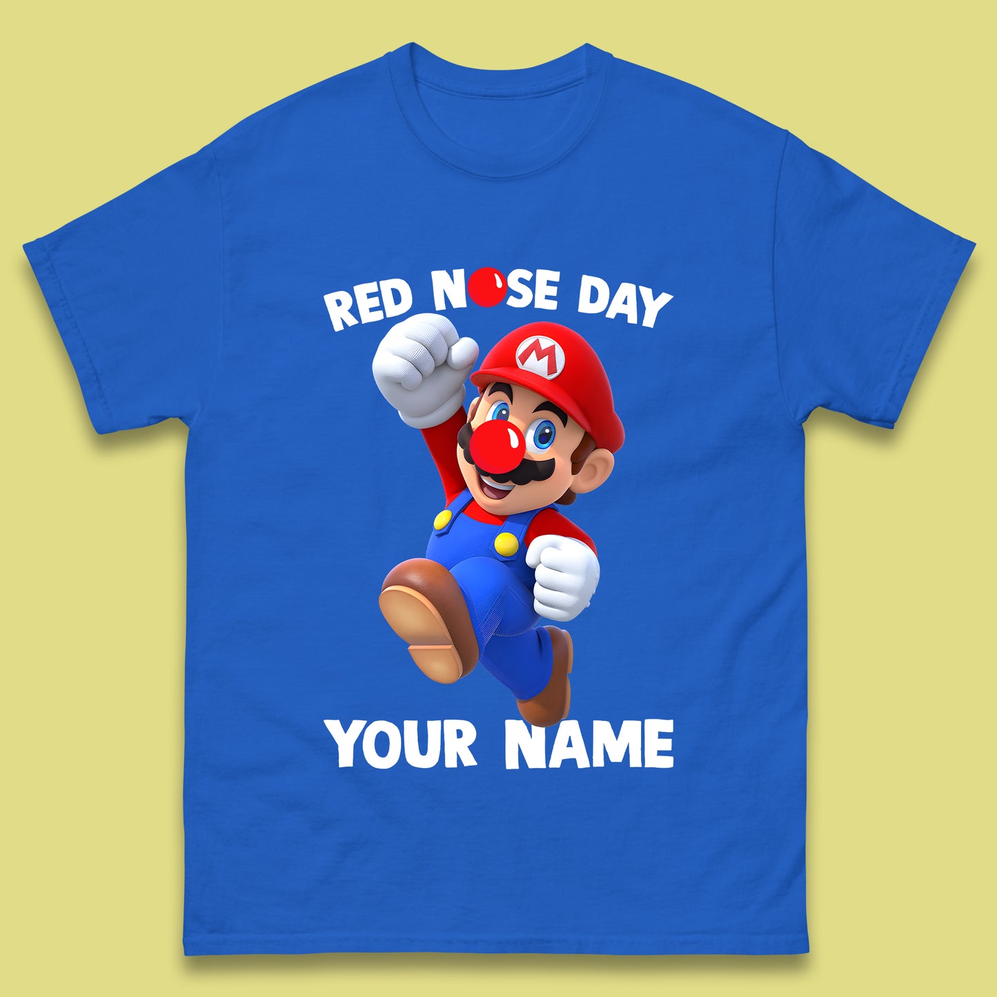 Personalised Super Mario Red Nose Day Mens T-Shirt