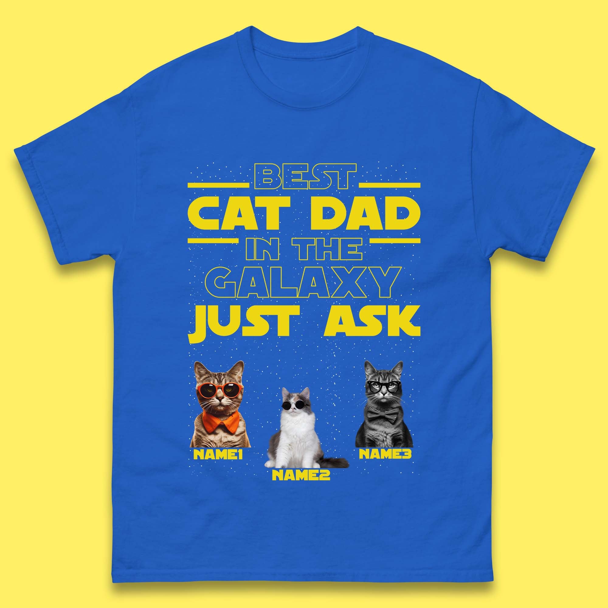 Personalised Best Cat Dad In The Galaxy Mens T-Shirt