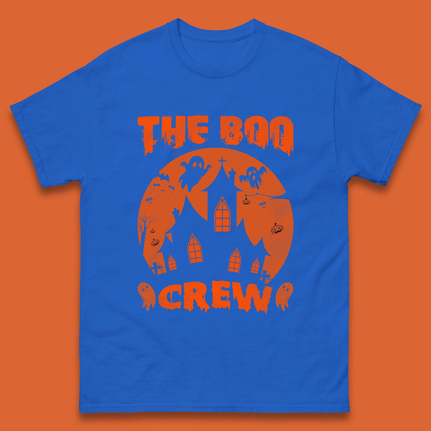 The Boo Crew Halloween Boo Squad Matching Costume Haunted House Horror Boo Ghost Mens Tee Top