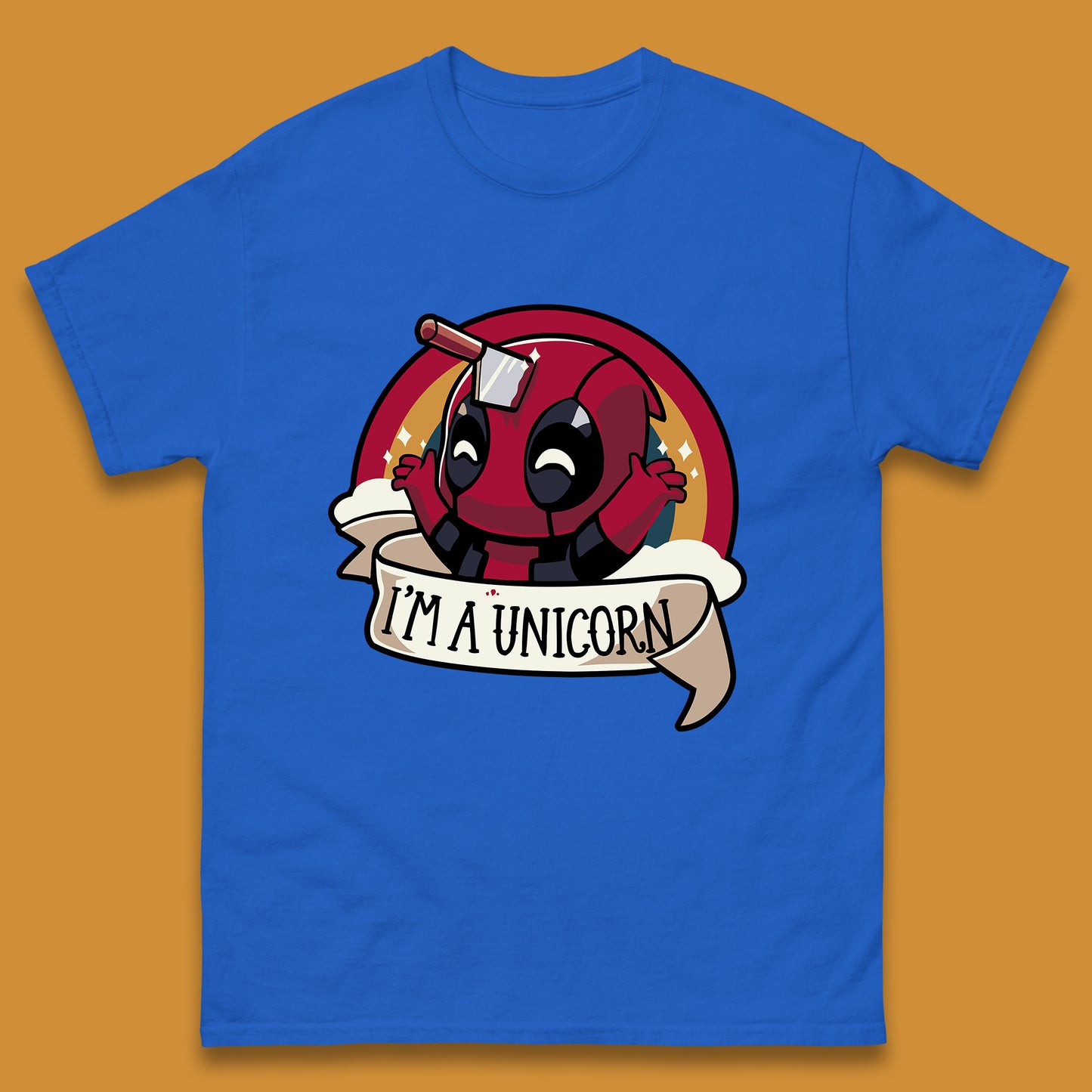 I'm A Unicorn Funny Deadpool Rainbow Colors Marvel Avengers Superhero Fictional Character Mens Tee Top