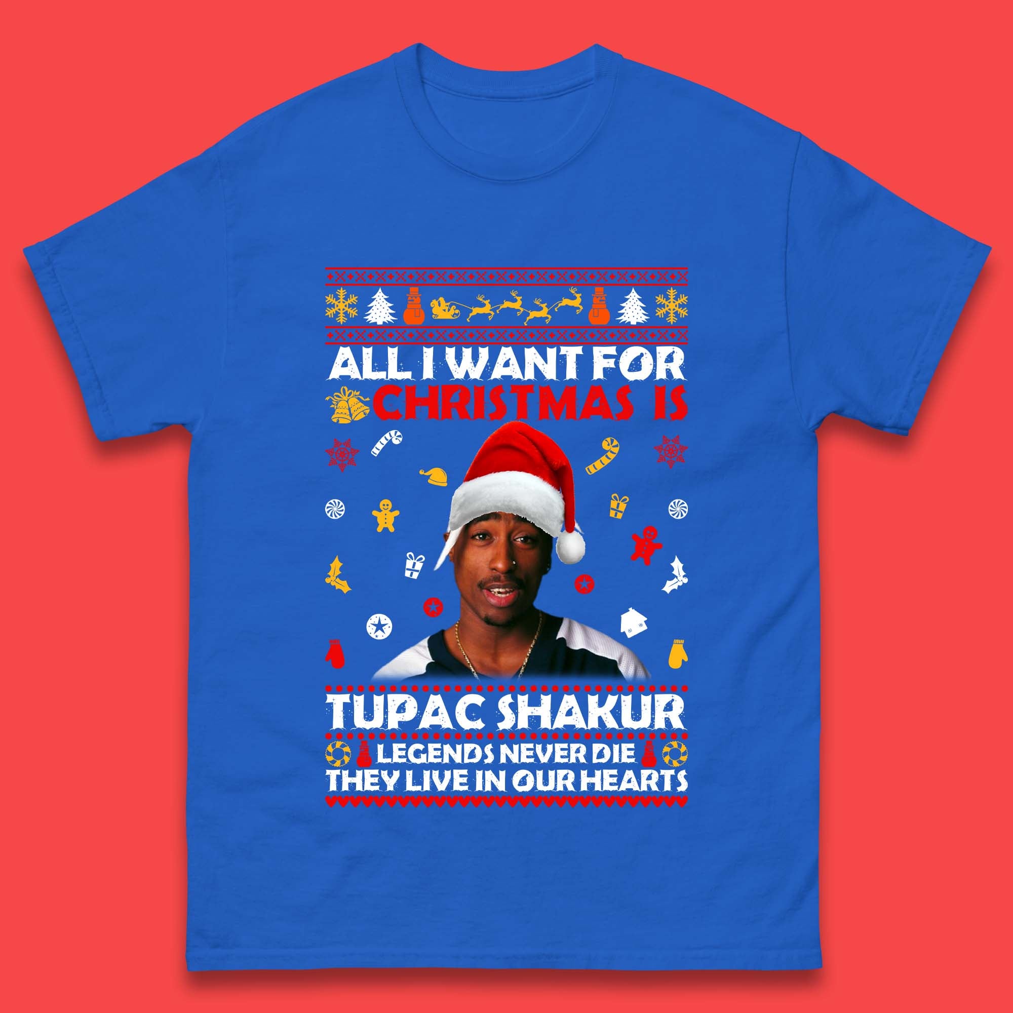 Tupac Shakur Christmas Mens T-Shirt