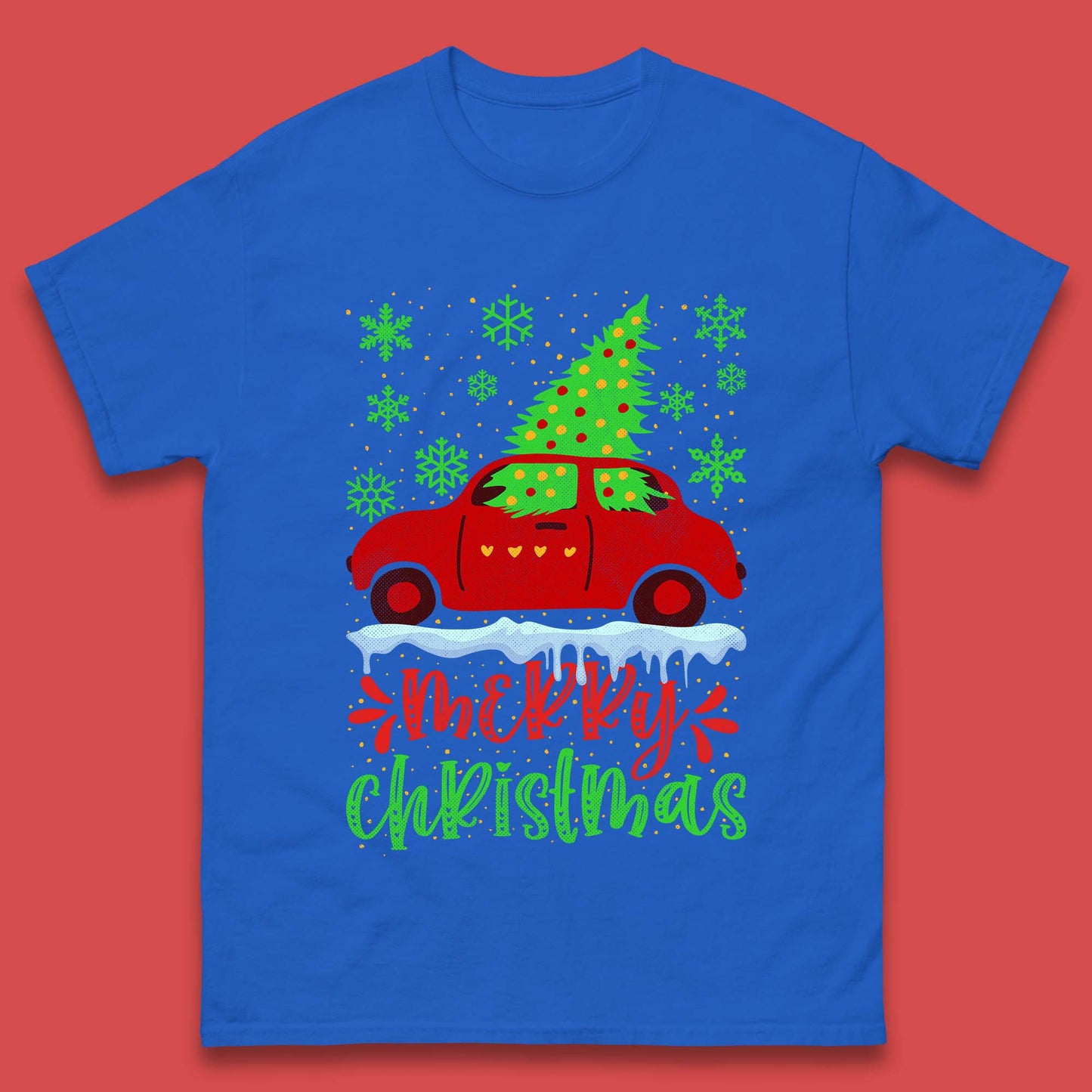 merry christmas red car t shirt
