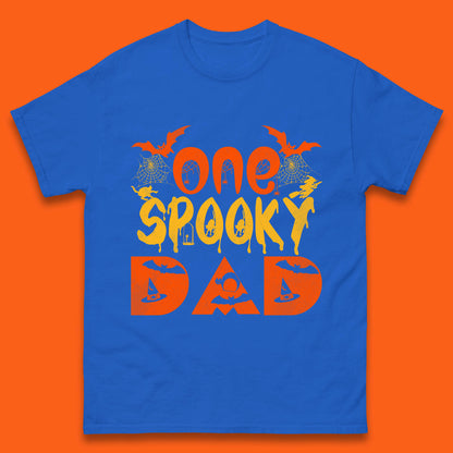 One Spooky Dad Happy Halloween Fall Season Dad Life Spooky Flying Bats Mens Tee Top