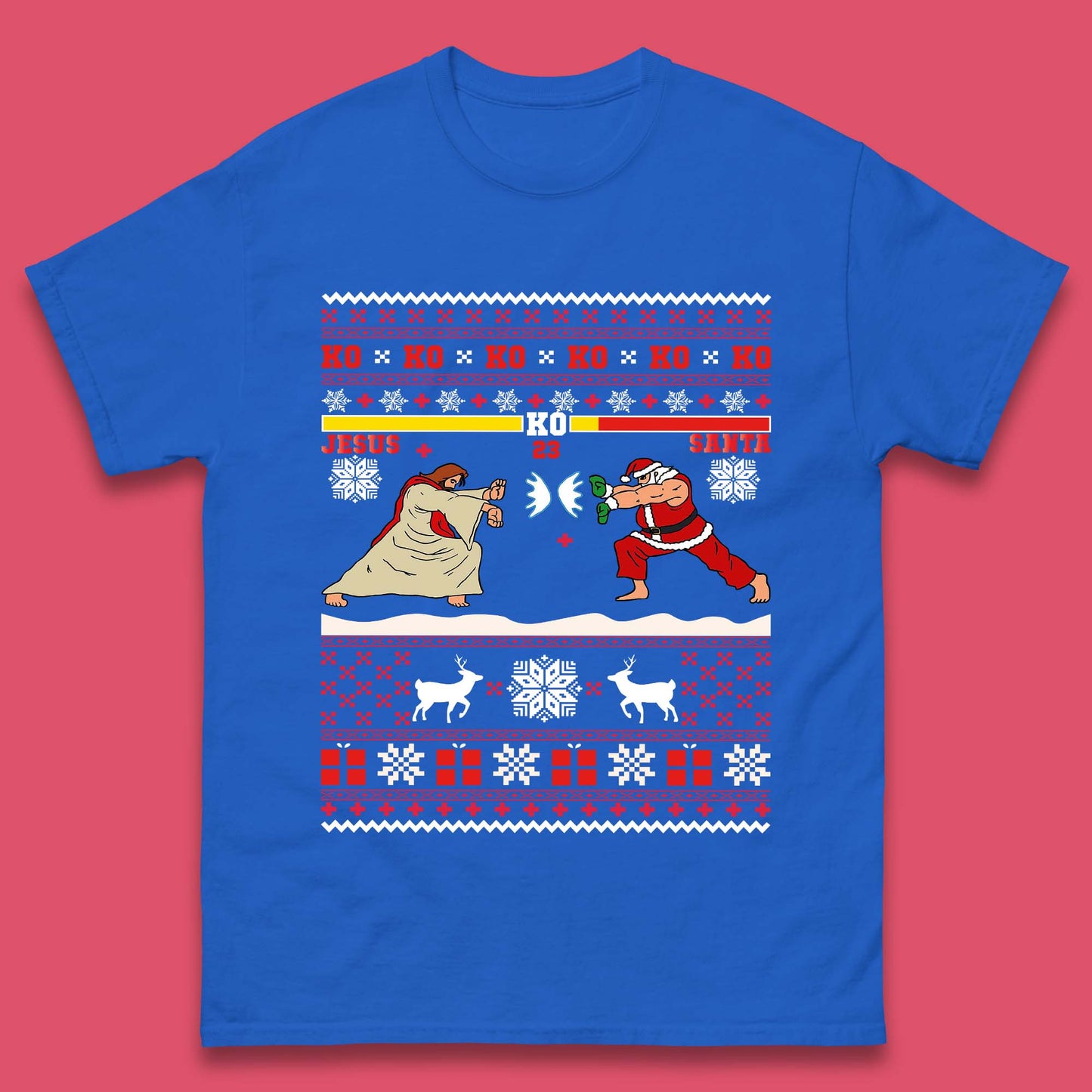 Jesus Vs Santa KO Christmas Mens T-Shirt