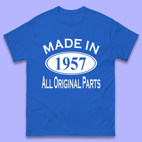 Made In 1957 All Original Parts Vintage Retro 66th Birthday Funny 66 Years Old Birthday Gift Mens Tee Top