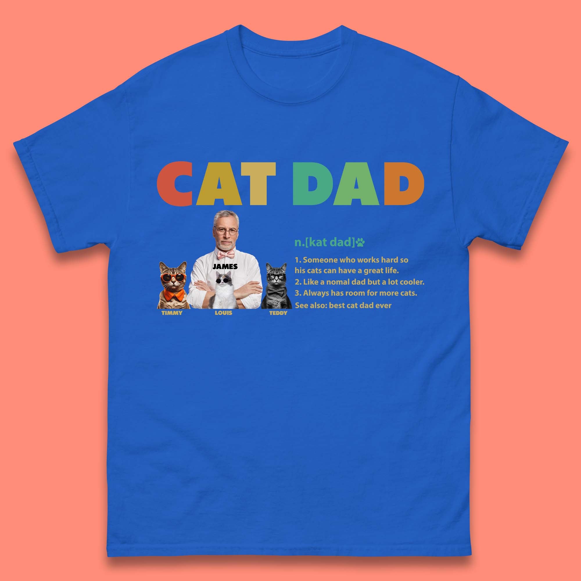 Personalised Cat Dad Mens T-Shirt