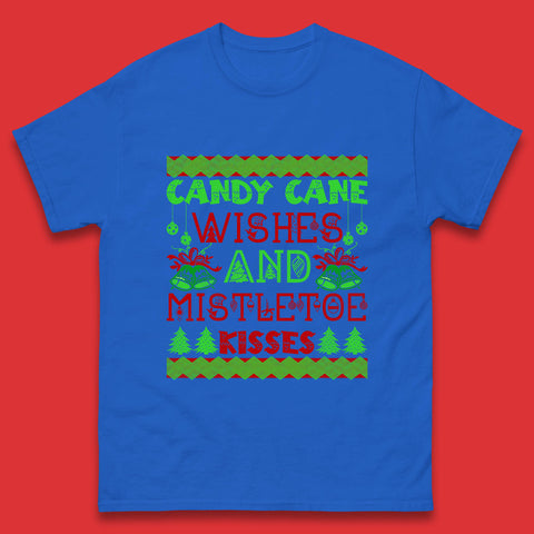 Candy Cane Wishes And Mistletoe Kisses Christmas Candy Cane Lover Xmas Vibes Mens Tee Top