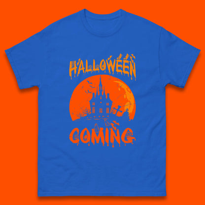 Halloween Coming Horror Scary Ghost Haunted House Spooky Season Mens Tee Top