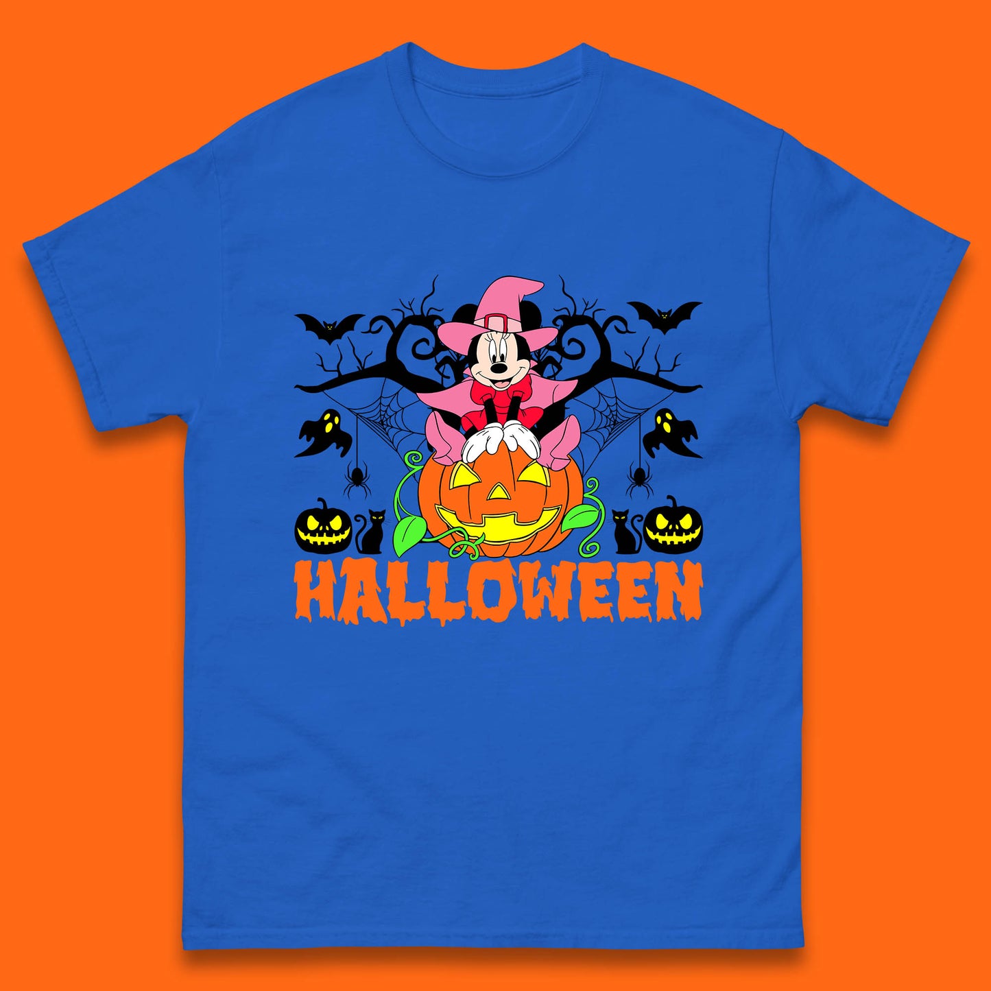 Disney Halloween Witch Minnie Mouse Sitting On Pumpkin Horror Scary Disneyland Trip Costume Mens Tee Top