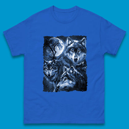 Wolf Family Howling 3 Wolf Moon Wild Free Wolves Three Gray Wolf Dog Animal The Mountain Mens Tee Top