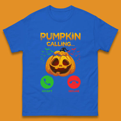 Halloween Pumpkin Calling Funny Phone Call Horror Scary Jack O Lantern Mens Tee Top