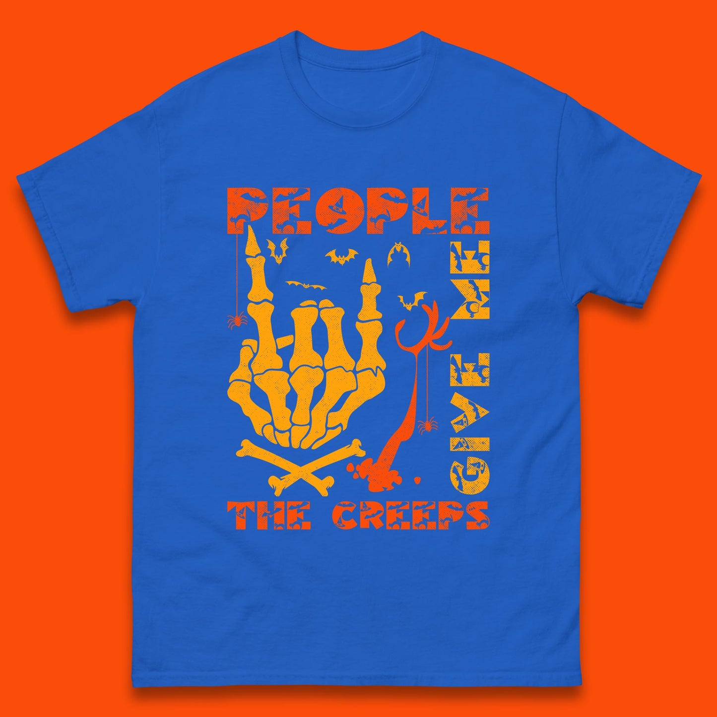People Give Me The Creep Skeleton Hand Halloween Spooky Creepy Season Mens Tee Top