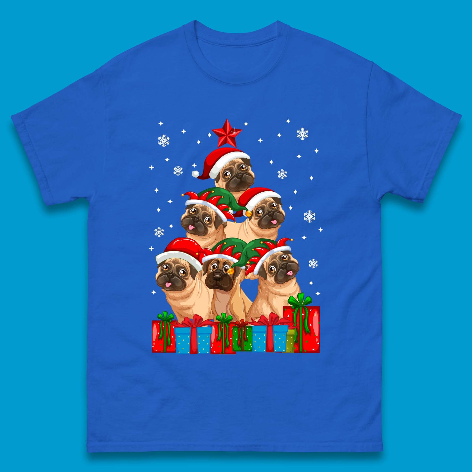 pug dog christmas t shirt
