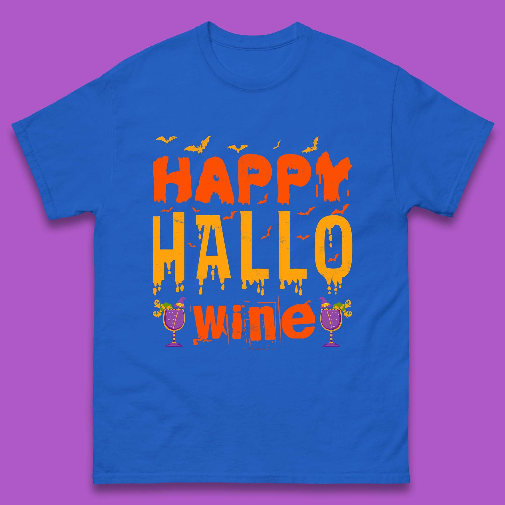 Happy Hallowine Funny Halloween Wine Drinking Party Wine Lover Mens Tee Top
