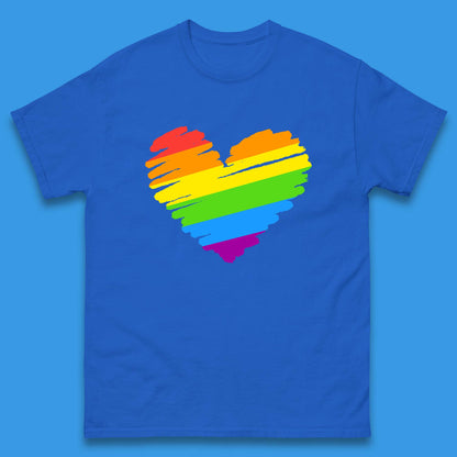 Rainbow Colour Heart Pride LGBTQ Rainbow Pride LGBT Gay Pride Month Mens Tee Top