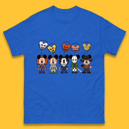 Disney Halloween Friends Horror Movie Characters Mickey Mouse Balloons Mens Tee Top