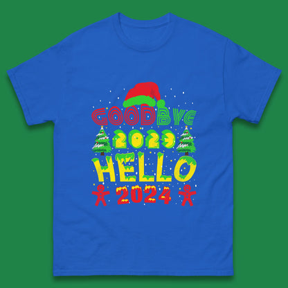 Good Bye 2023 Hello 2024 Merry Christmas Funny Happy New Year Xmas Mens Tee Top