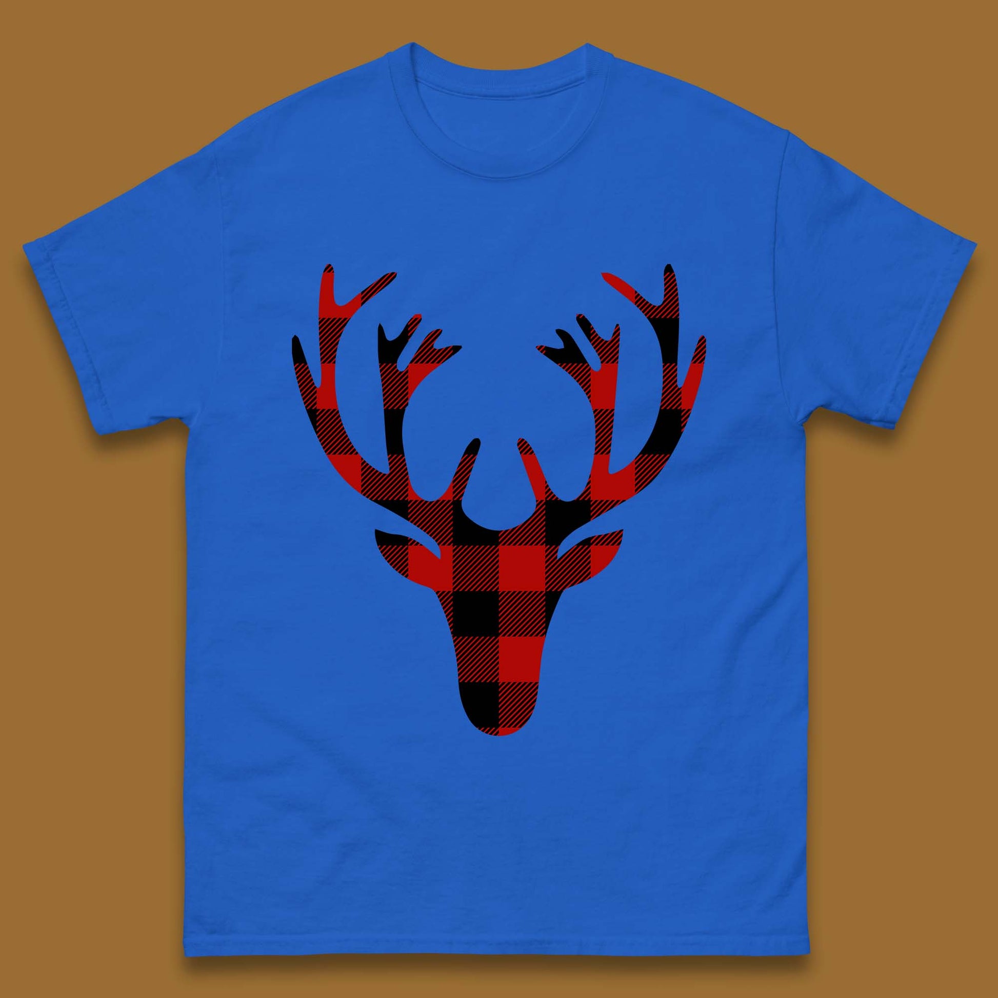 merry christmas buffalo plaid deer head t shirt