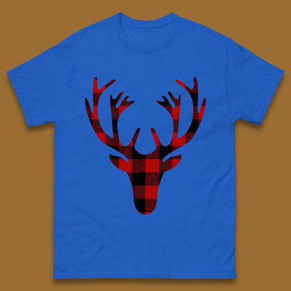 merry christmas buffalo plaid deer head t shirt