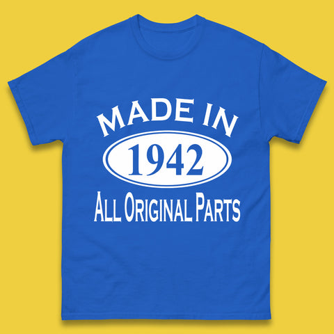 Made In 1942 All Original Parts Vintage Retro 81st Birthday Funny 81 Years Old Birthday Gift Mens Tee Top