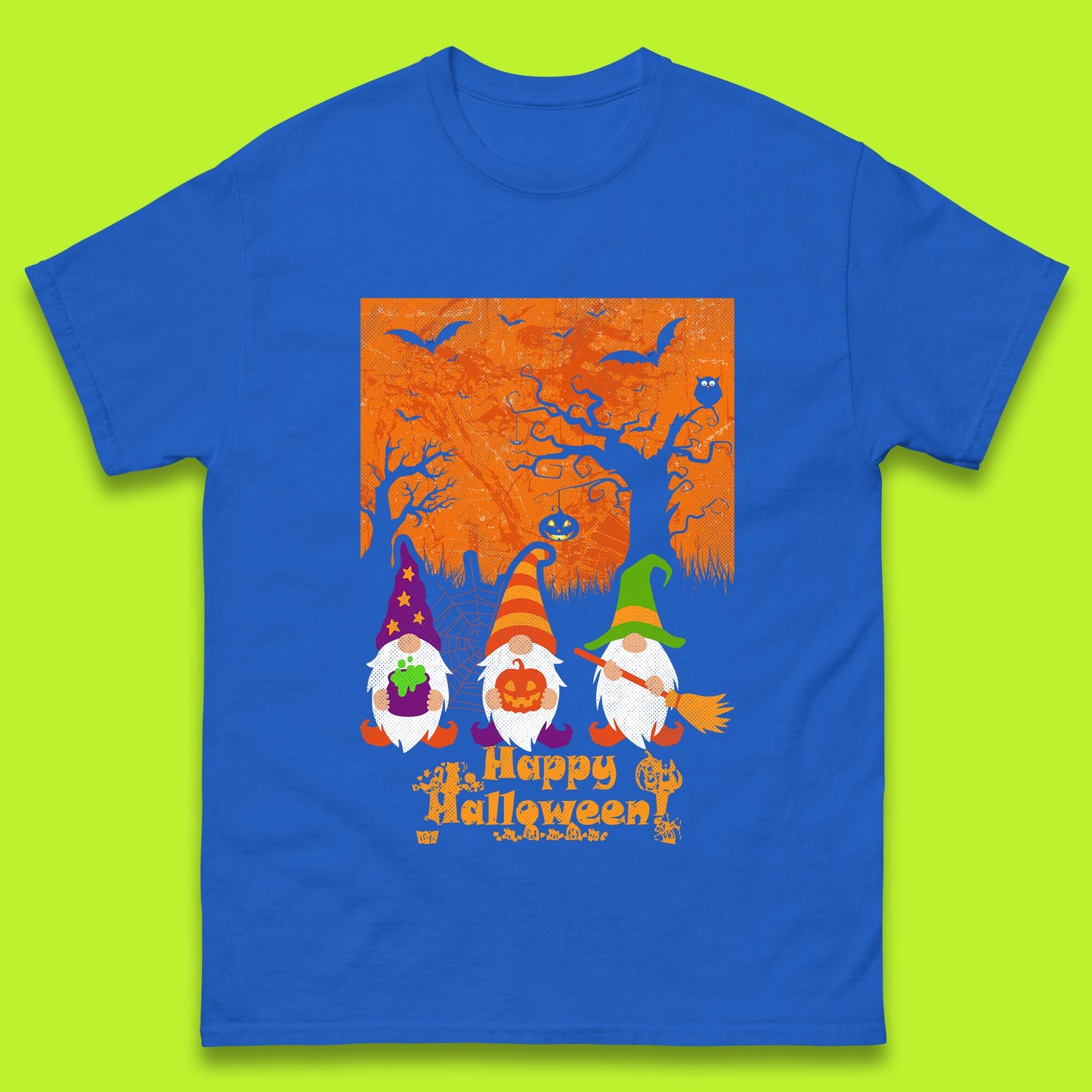 Happy Halloween Gnomies Spooky Witch Gnomes Scary Halloween Trees Gnome Lover Mens Tee Top