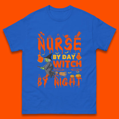 Nurse By Day Witch By Night Halloween Funny Nursing Spooky Nurse Mens Tee Top