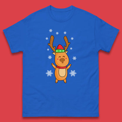 christmas reindeer with santa hat t shirt