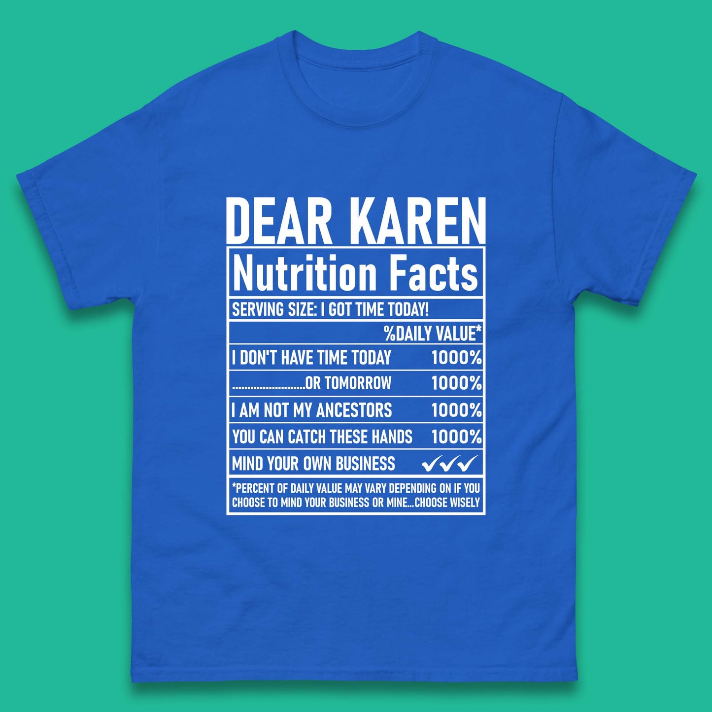 Dear Karen Nutrition Facts Mens T-Shirt