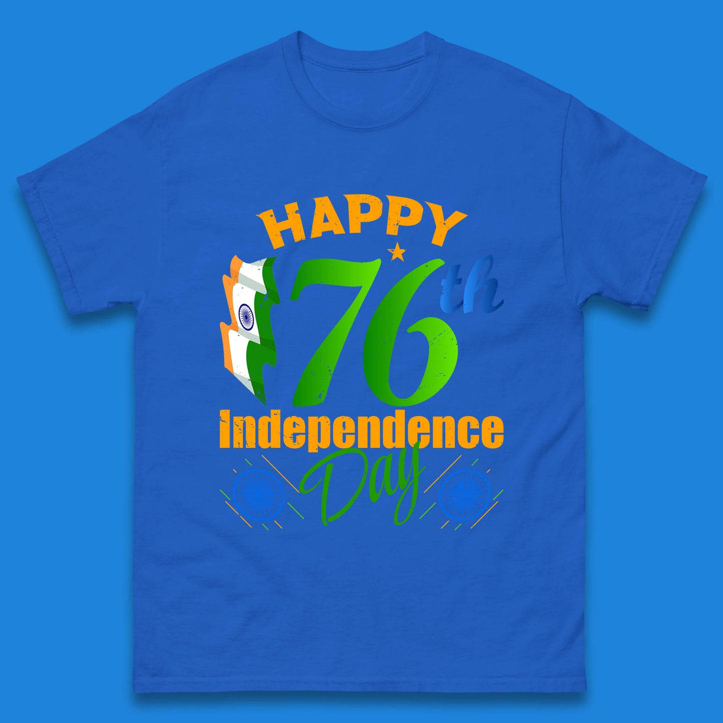 Happy India 76th Independence Day 15th August Patriotic Indian Flag Mens Tee Top