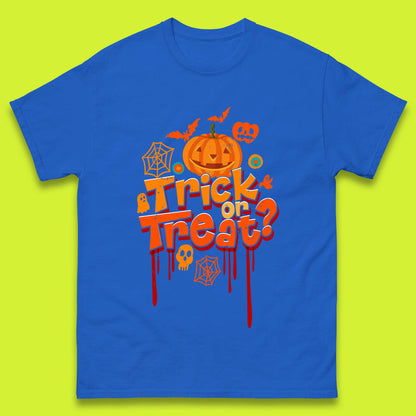 Trick Or Treat Halloween Pumpkin Blood Dripping Horror Scary Spooky Season Mens Tee Top
