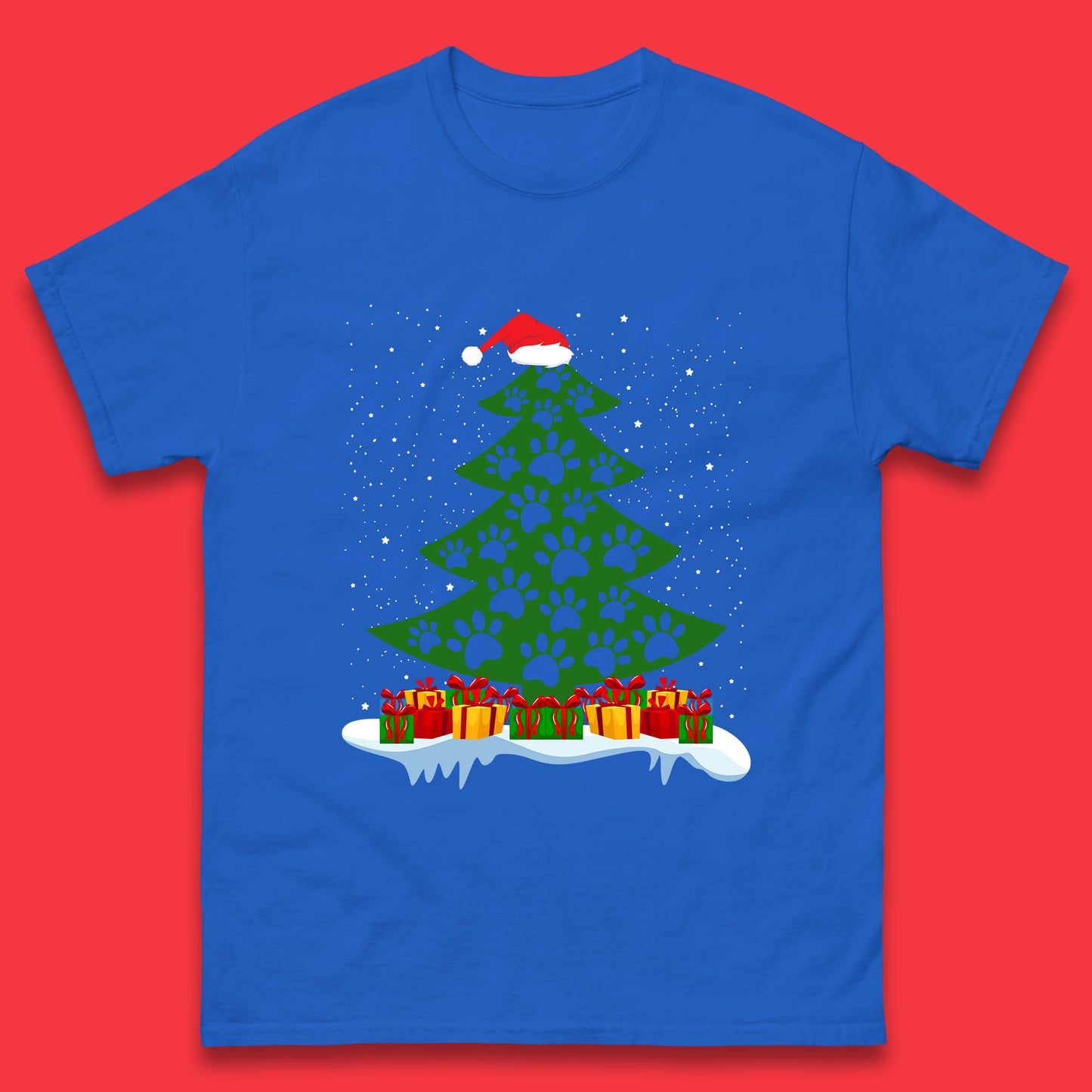 christmas tree with paw prints of dogs t shirt