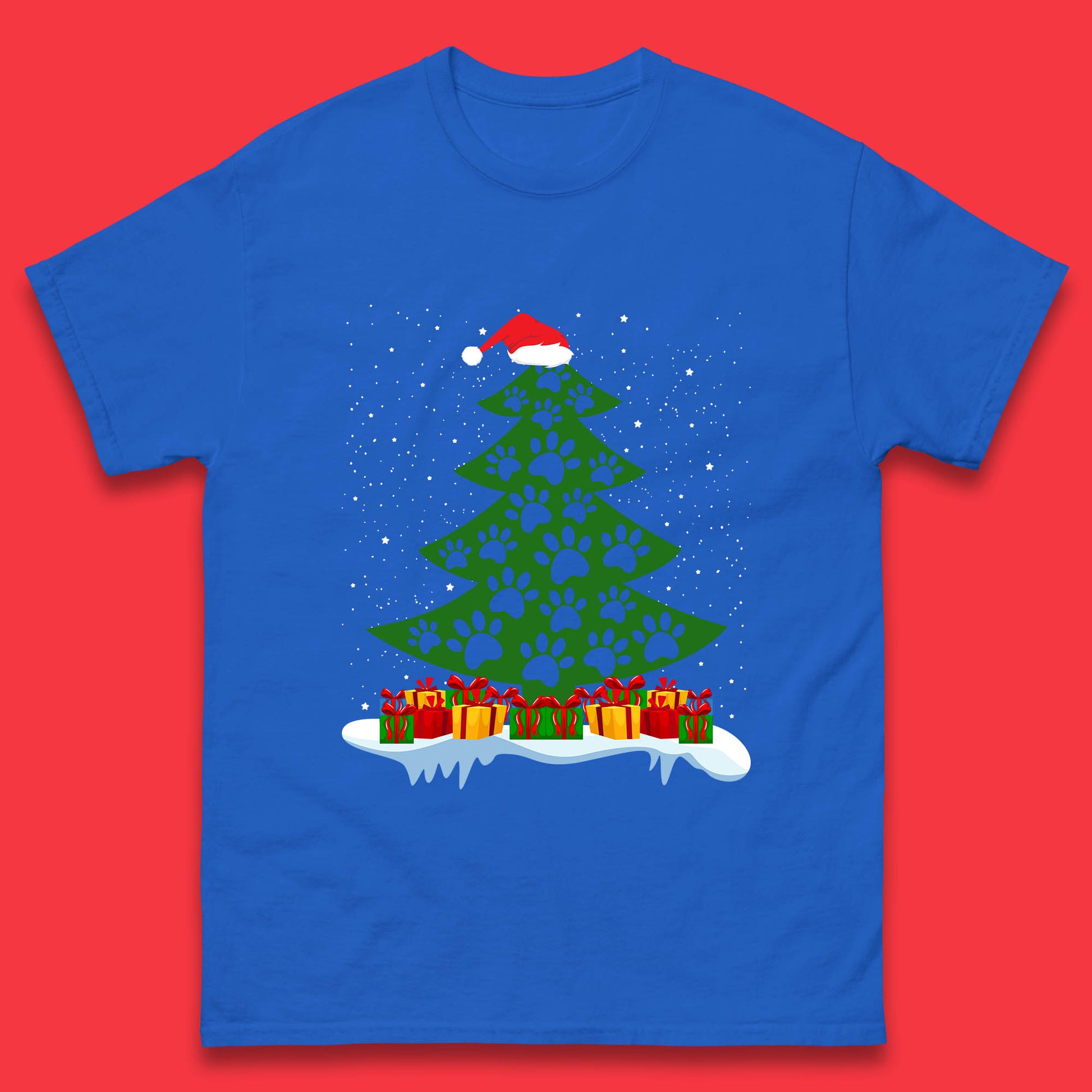 christmas tree with paw prints of dogs t shirt