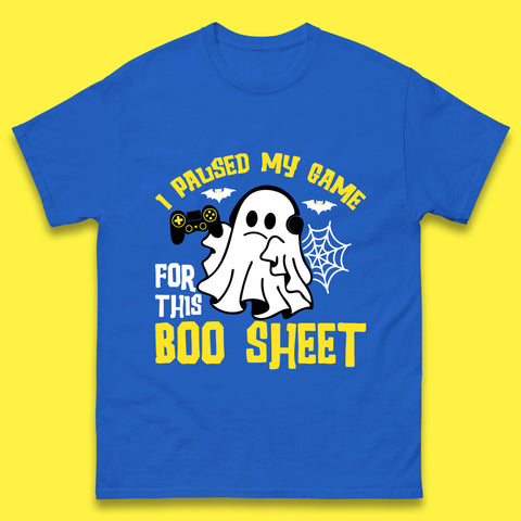 I Paused My Game For This Boo Sheet Ghost With Controller Halloween Gamer Mens Tee Top