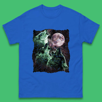 Three Wolf Howling At Moon Wild Free Wolves Three Wolf Dog Animal The Mountain Mens Tee Top