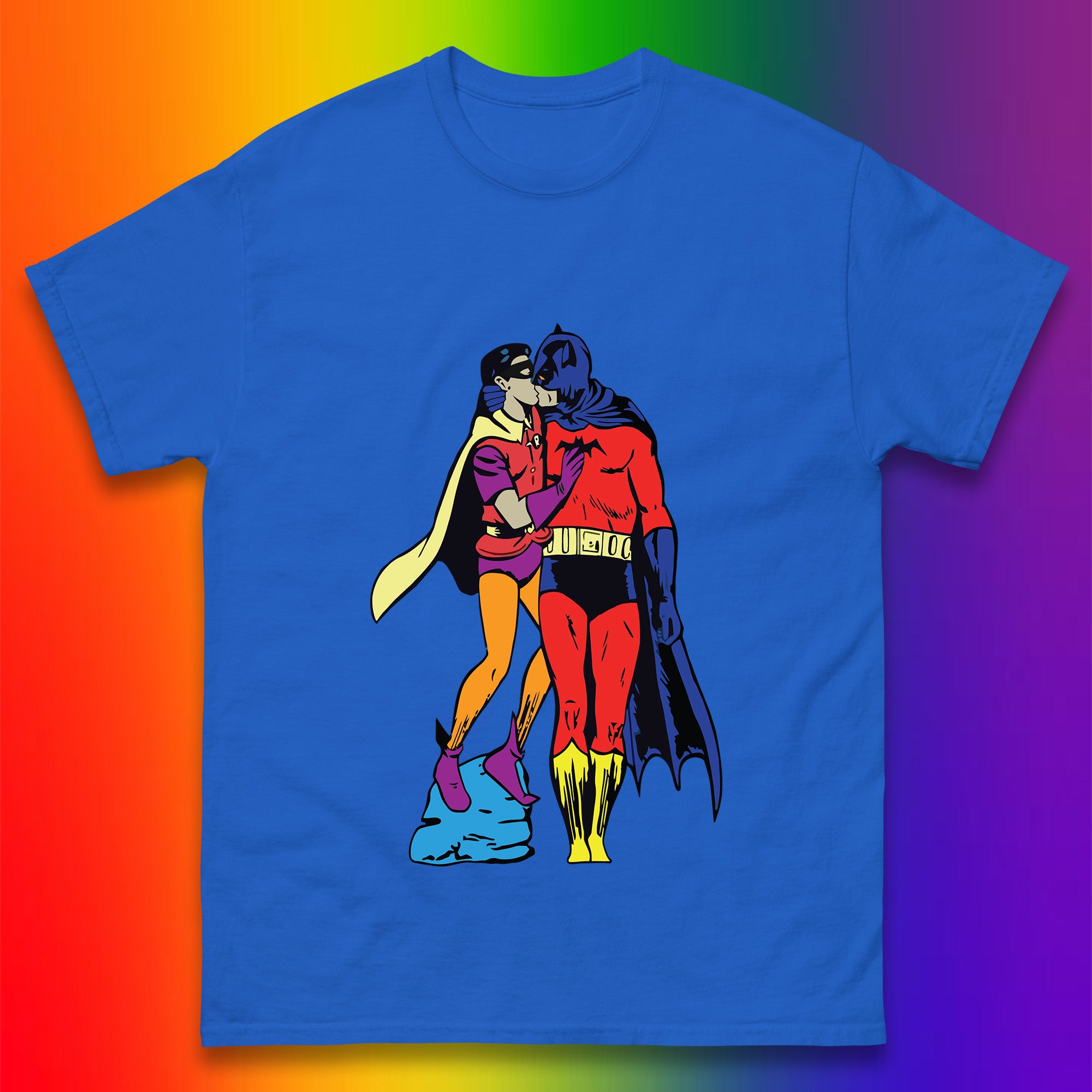 Batman X Robin Superhero Kiss Gay Pride LGBT Gay Bat Superheros Film DC Comics Mens Tee Top