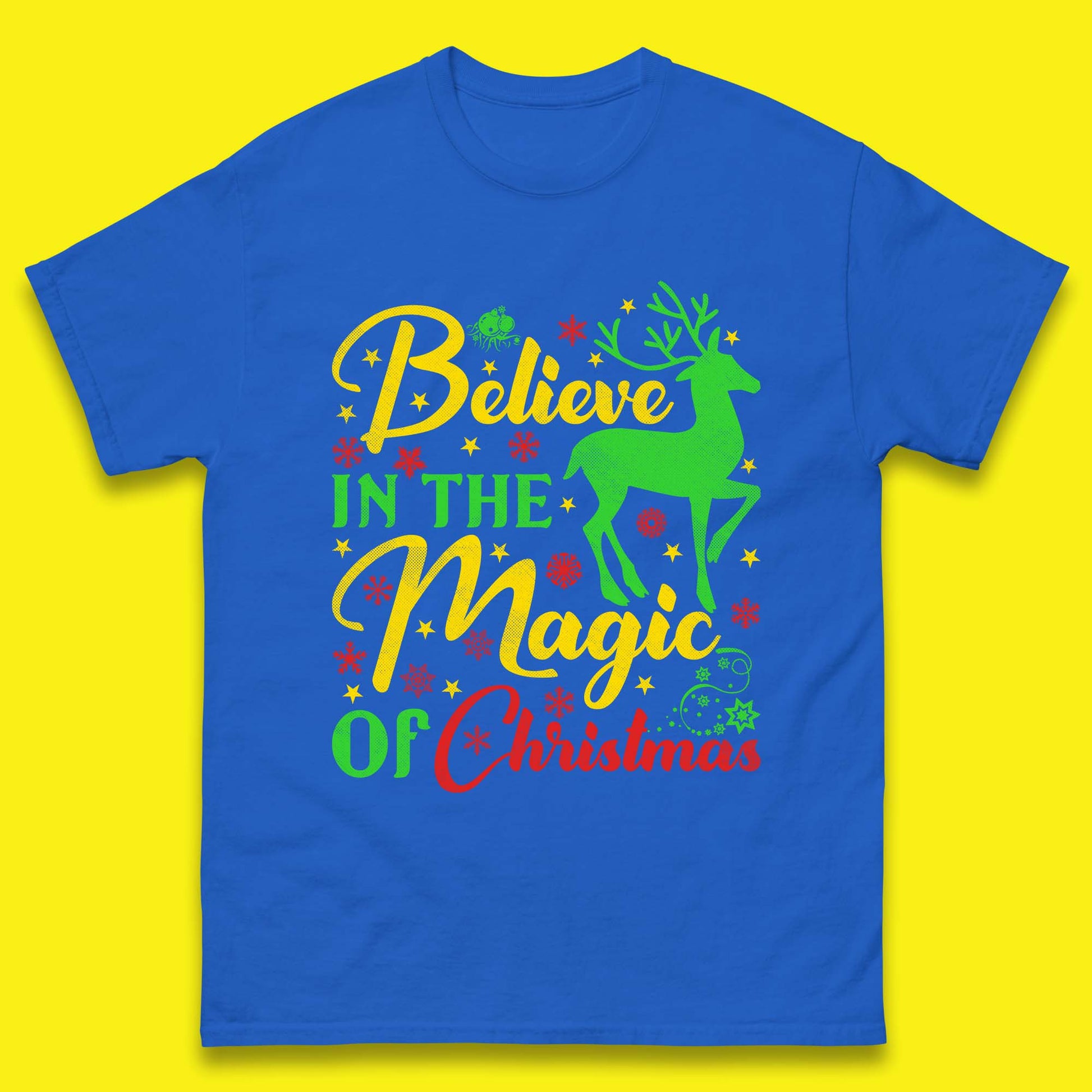 believe in the magic of christmas reindeer t shirt