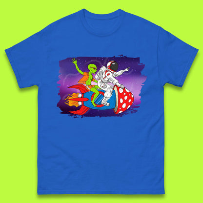 Alien & Astronaut Rocket Ship Mens T-Shirt