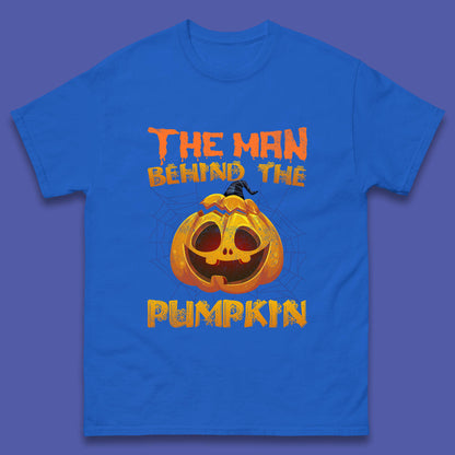 The Man Behind The Pumpkin Halloween Pregnancy Baby Announcement New Dad Gift Mens Tee Top