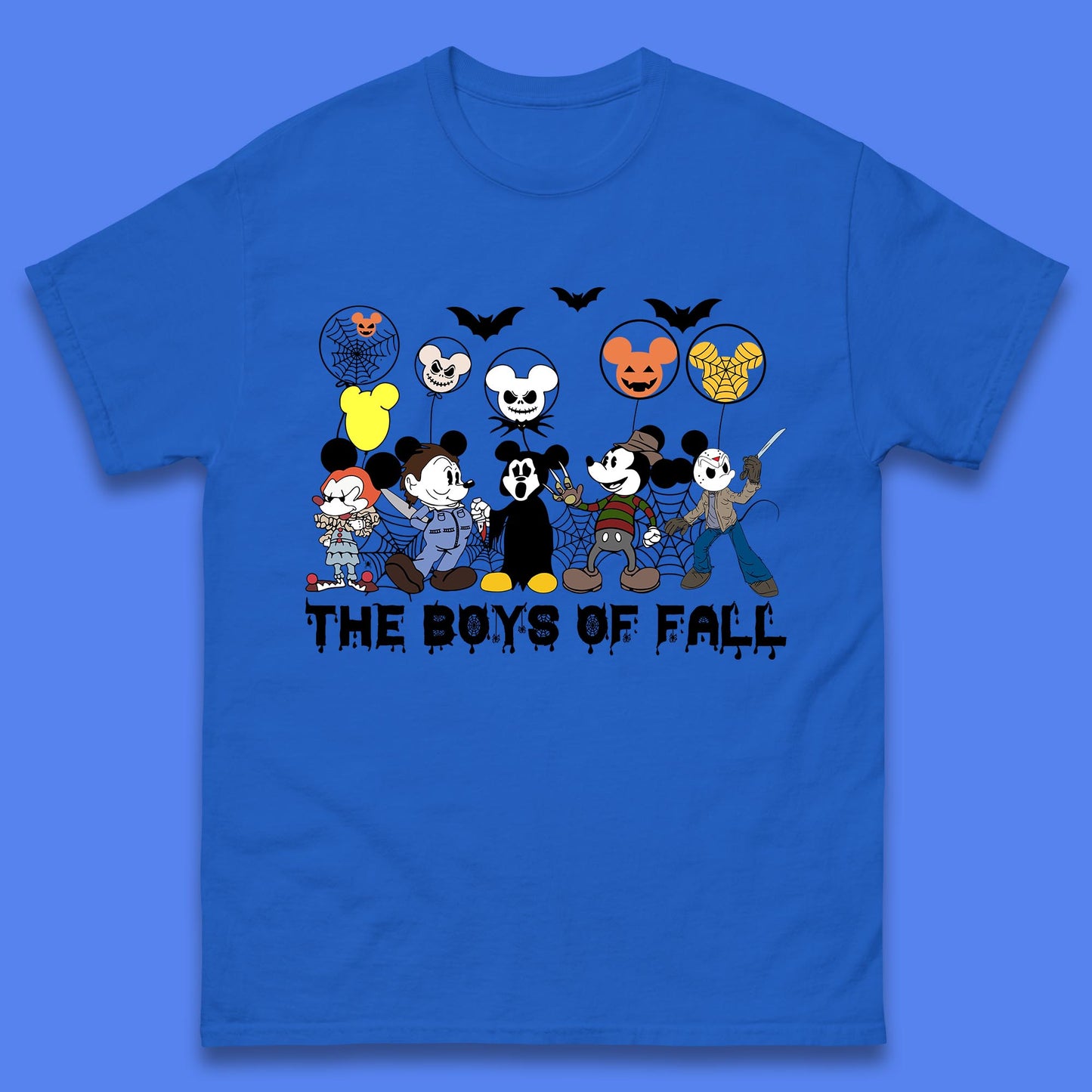 The Boys Of Fall Halloween Disney Mickey Mouse & Friends Horror Movie Characters Mens Tee Top