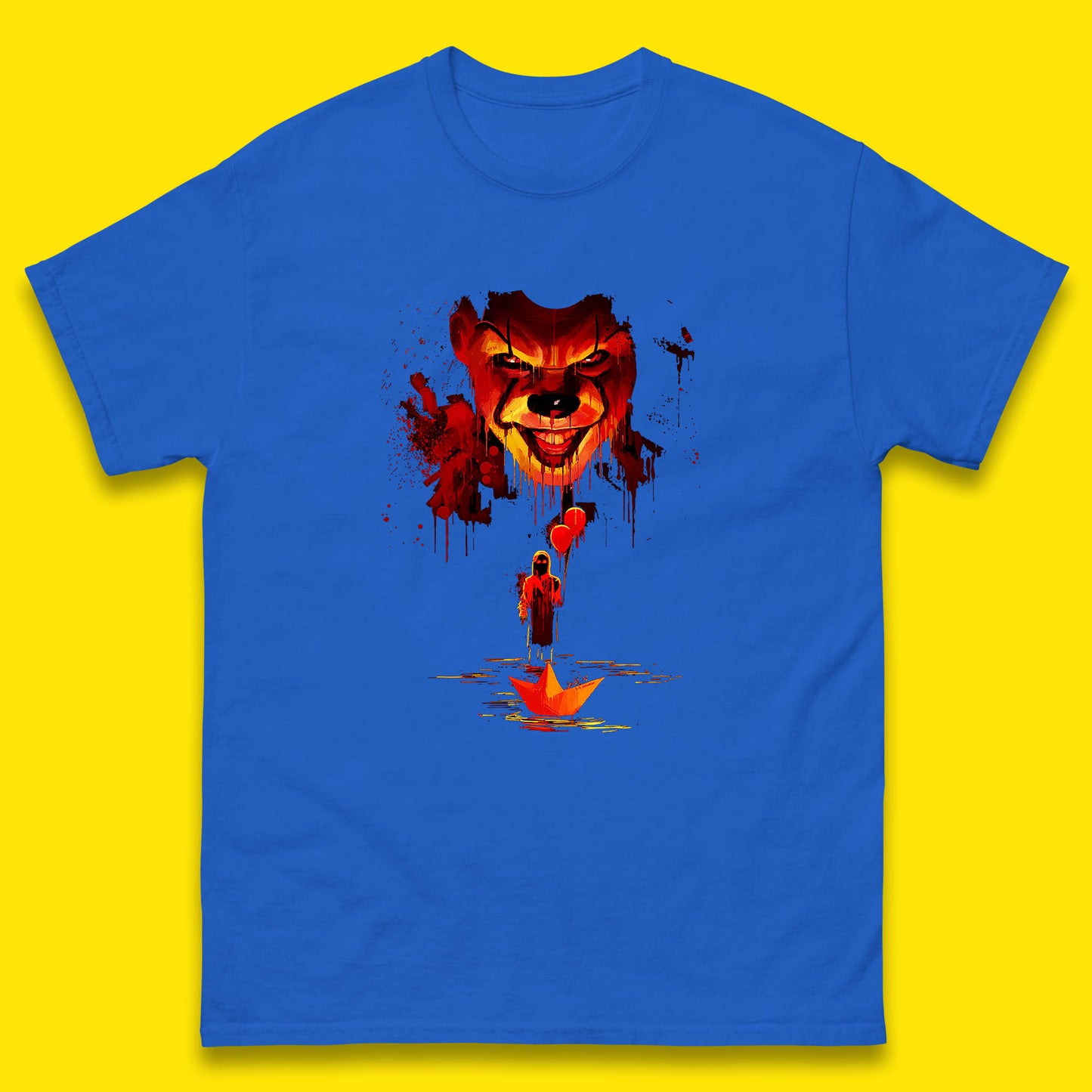 IT Clown Pennywise Halloween Horror Movie Character Serial Killer Clown Costume Mens Tee Top