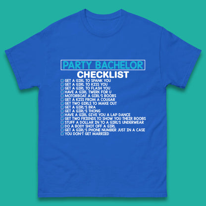 Bachelor Party Checklist Funny Groom Bachelorette Party Mens Tee Top