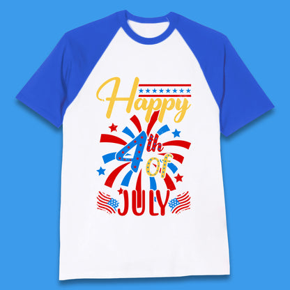 Happy 4th Of July USA Independence Day Celebration Patriotic Baseball T Shirt
