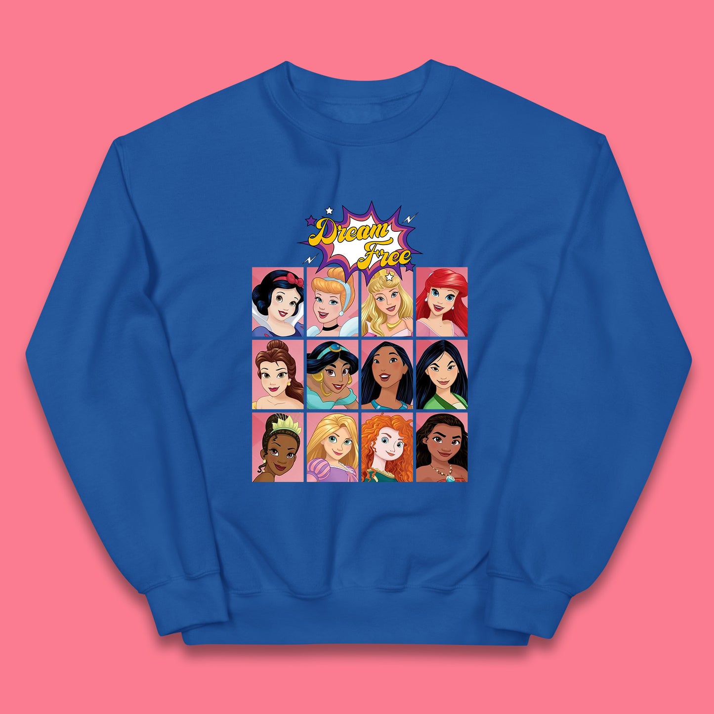 Dream Free Disney Princess Characters Disney Snow White Cinderella Jasmine Disney Princesses Group Disney World Kids Jumper