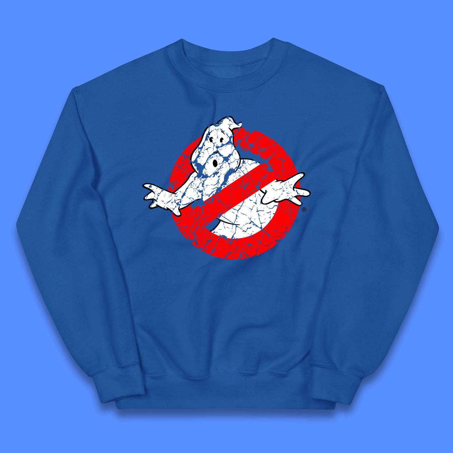 Distressed The Real Ghostbusters No Ghost Symbol Retro Halloween Movie Costume Kids Jumper