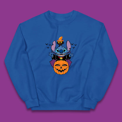 Disney Halloween Pumpkin Devil Stitch With Black Cat Horror Scary Disney Lilo & Stitch Kids Jumper